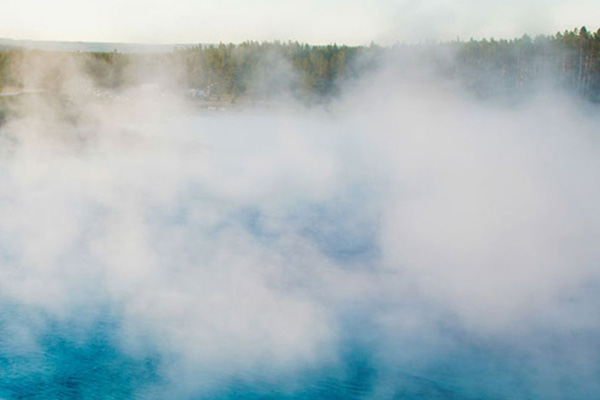 Steam over the geyser