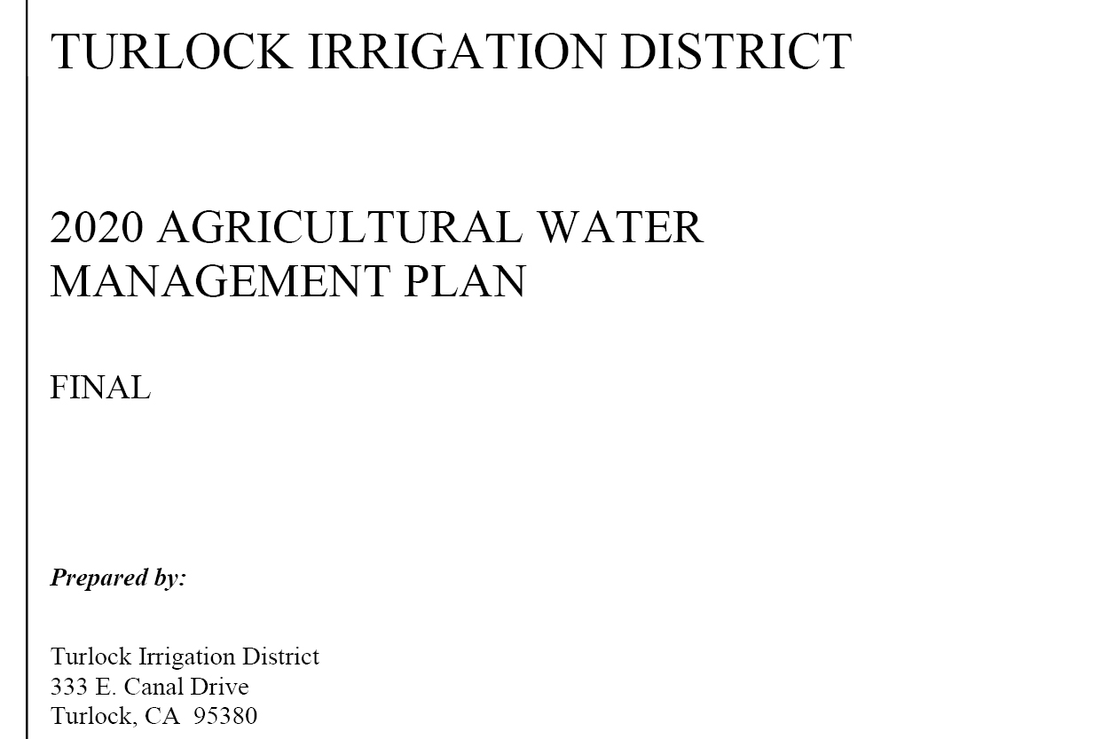 TID 2020 agricultural water management plan final