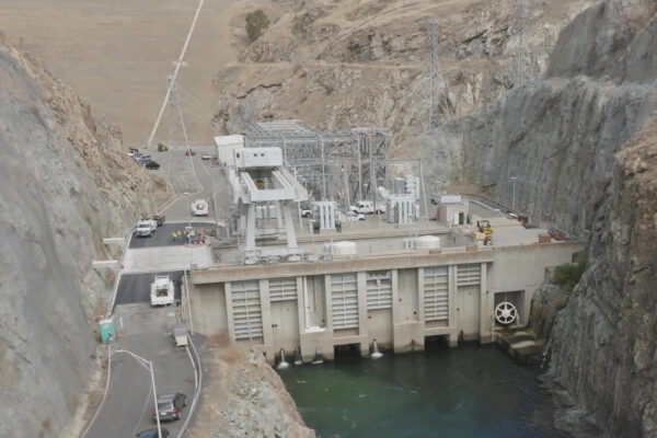 Aerial image of the Don Pedro Hydroelectric Powerhouse.