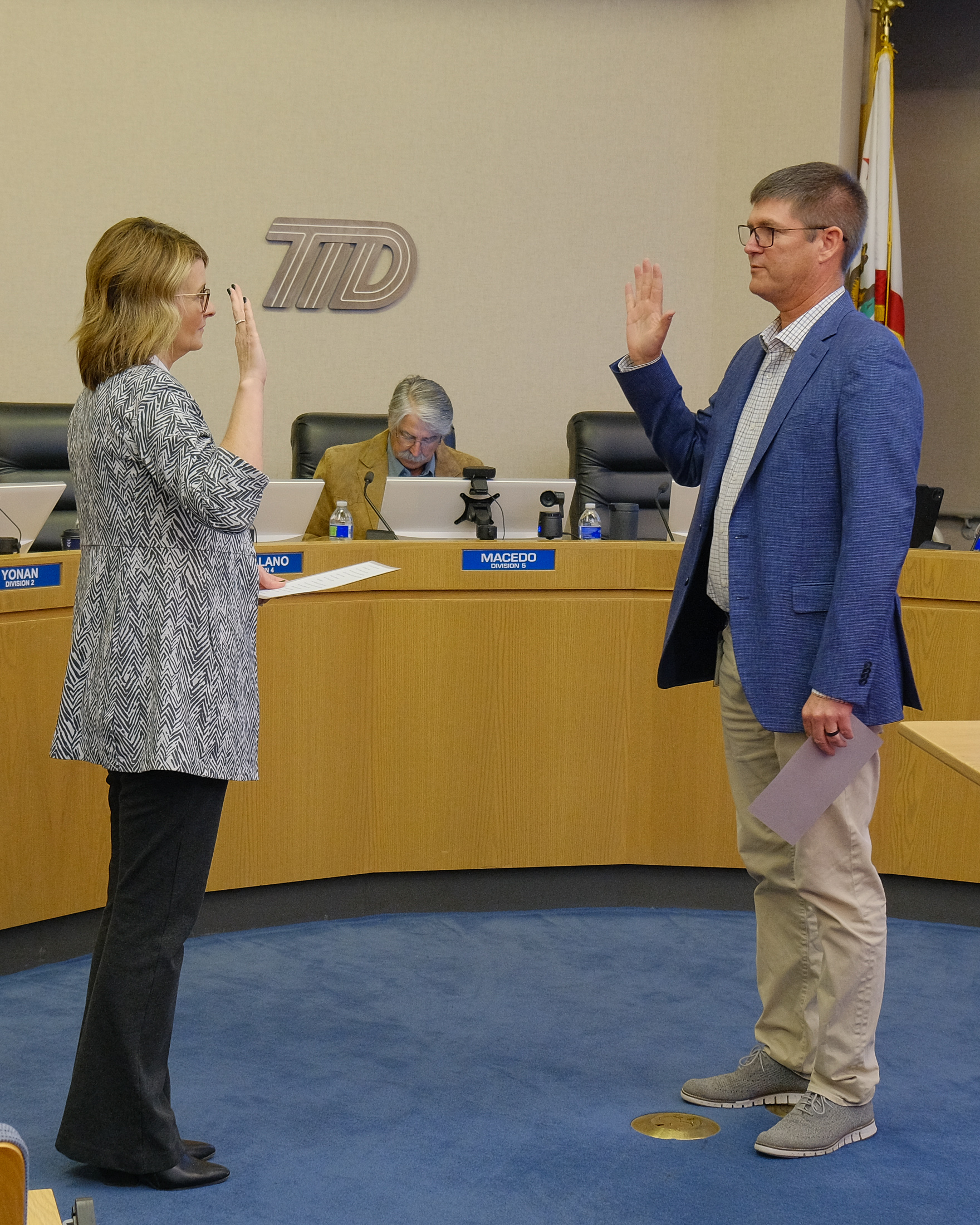 Director Michael Frantz takes oath of office.